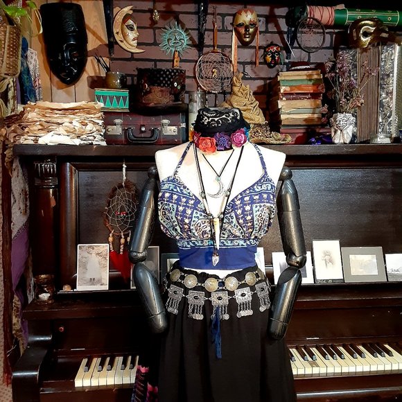 Gypsy Rose Festival Boho Hippie Halter Top - Picture 2 of 16